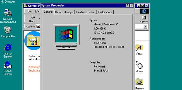 Windows 95 Görünümü