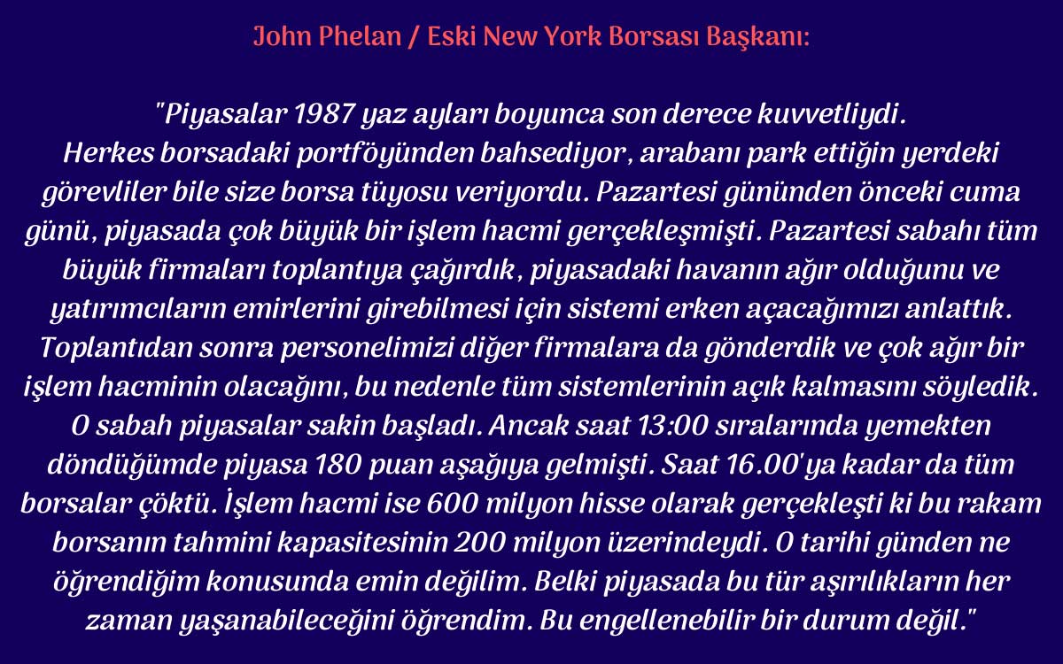 John Phelan Borsa Çöküşü Açıklaması