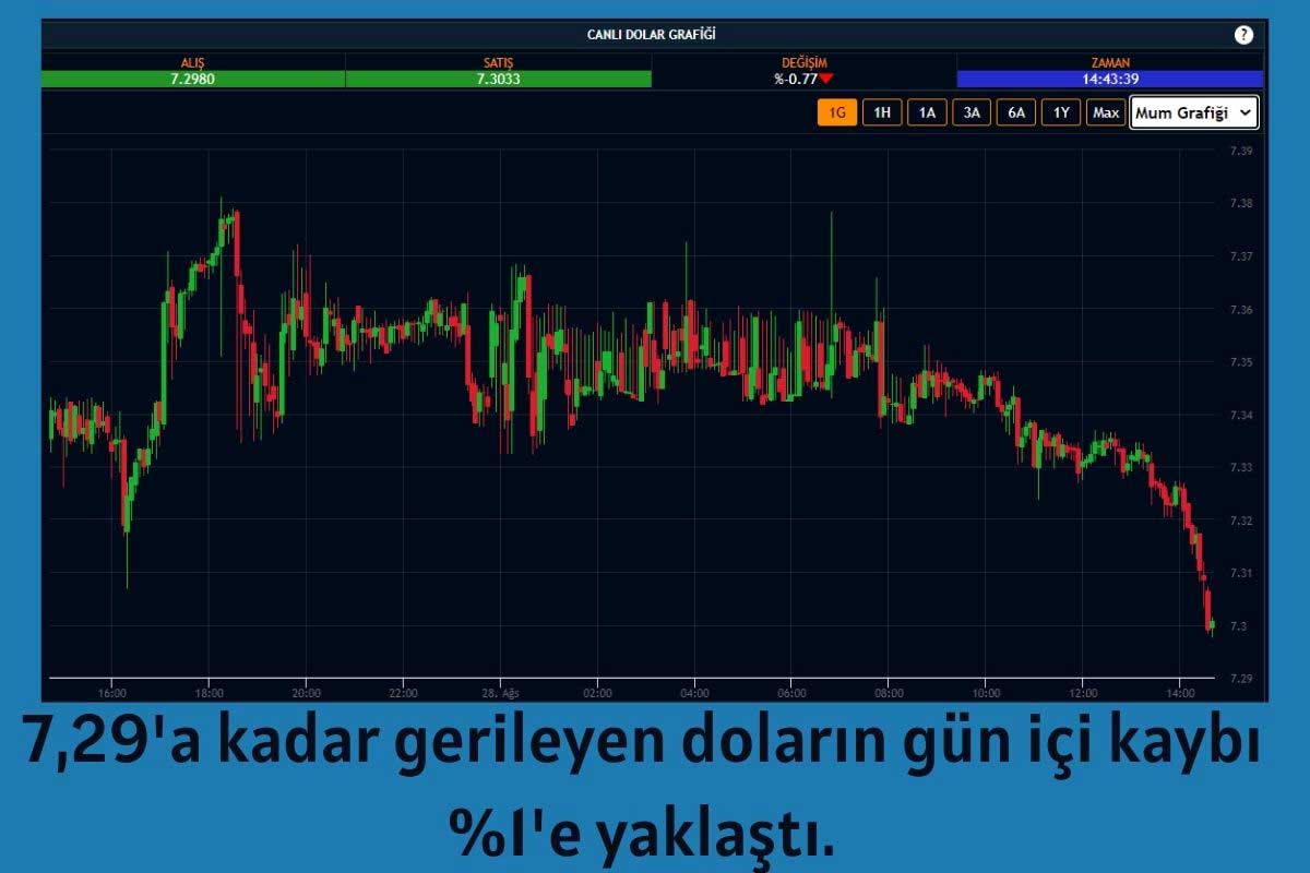 Dolar Kuru Gün İçinde 7,29’a Kadar Geriledi Dolar Kuru Gün İçinde 7,29’a Kadar Geriledi